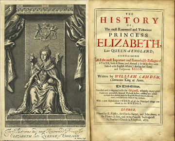 The frontispiece and title page from the 1675 edition of The Annals of Queen Elizabeth The frontispiece and title page from the 1675 edition of The Annals of Queen Elizabeth