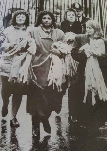 Leicester outworkers campaigning at Downing Street, late 1980s Leicester outworkers campaigning at Downing Street, late 1980s